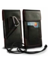 Wholesale LURESKO HECTOR XXL leather neck case / belt case / loop holster vertical 167x78x10mm (black smooth red thread red interior) - LUR127 - {ean13} - Hurt