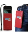 Wholesale LURESKO HECTOR XXL leather neck case / belt case / loop vertical holster 167x78x10mm (red smooth with red thread) - LUR126 - {ean13} - Hurt