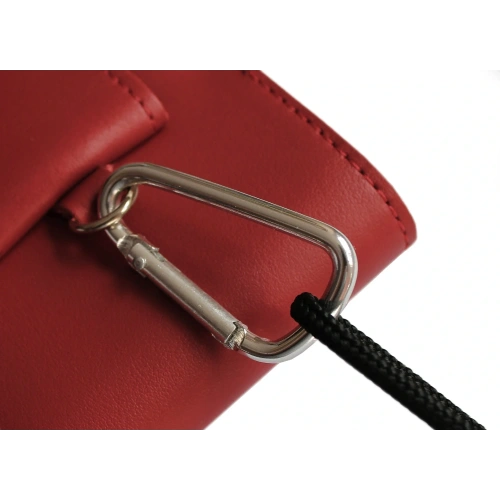 Skórzane etui na szyję / do paska / do szlufki kabura pionowa LURESKO HECTOR XXL 167x78x10mm (czerwony gładki czerwona nić)