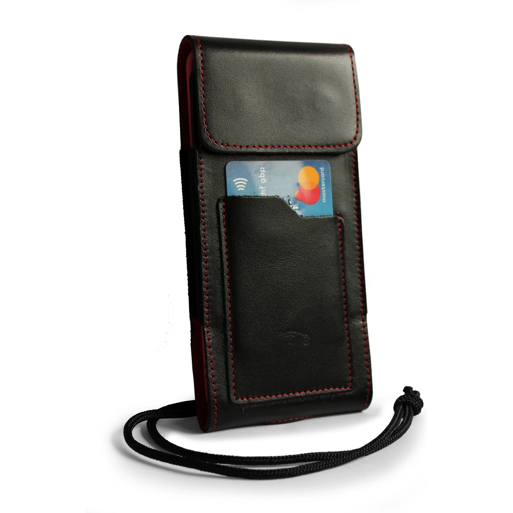 Hurtownia GSM - LURESKO HECTOR XXL Lederhülle / Gürteltasche / Loop Holster vertikal 167x78x10mm (schwarz glatt mit roten Nähten und rotem Innenfutter) - LUR127 - {ean13} - Hurt