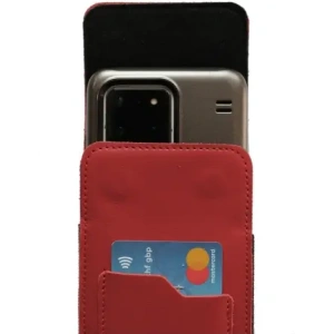 Wholesale LURESKO HECTOR XXL leather neck case / belt case / loop vertical holster 167x78x10mm (red smooth with red thread) - LUR126 - {ean13} - Hurt