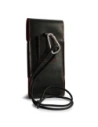 Wholesale LURESKO HECTOR XXL leather neck case / belt case / loop holster vertical 167x78x10mm (black smooth red thread red interior) - LUR127 - {ean13} - Hurt