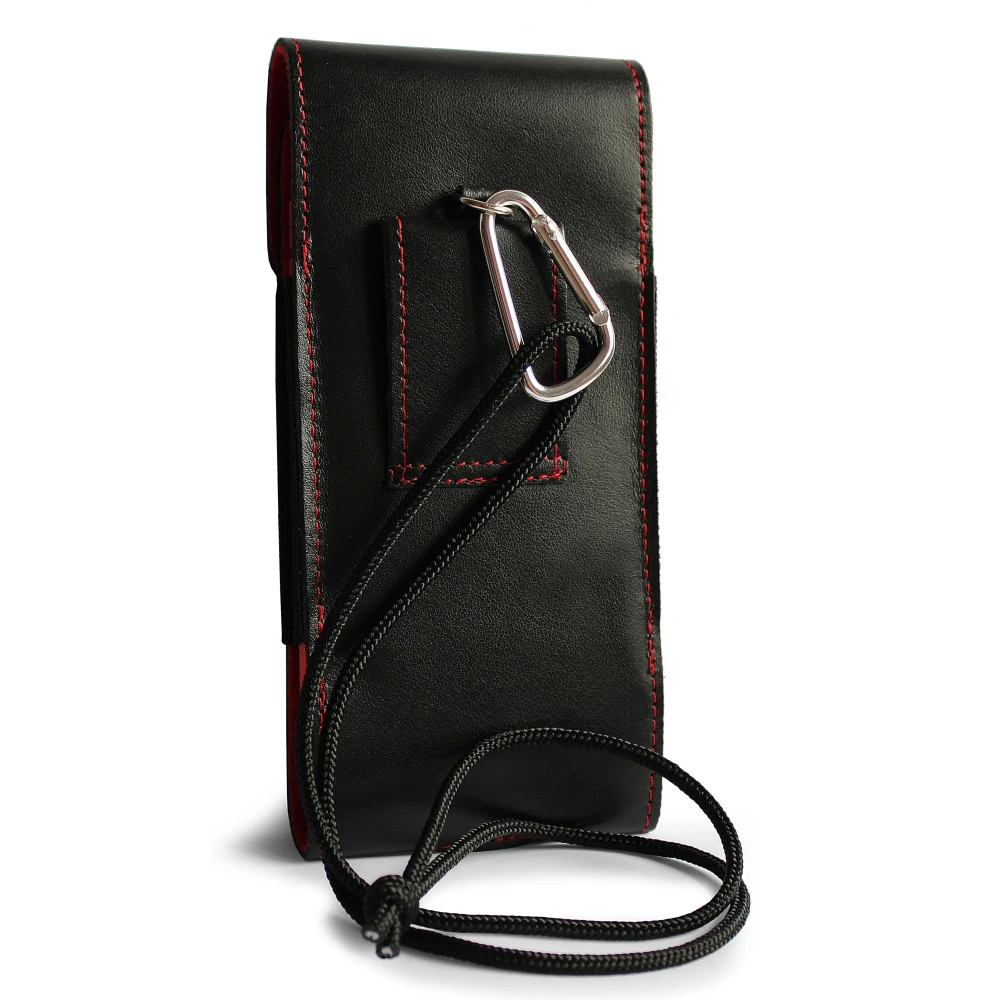 Hurtownia GSM - LURESKO HECTOR XXL Lederhülle / Gürteltasche / Loop Holster vertikal 167x78x10mm (schwarz glatt mit roten Nähten und rotem Innenfutter) - LUR127 - {ean13} - Hurt