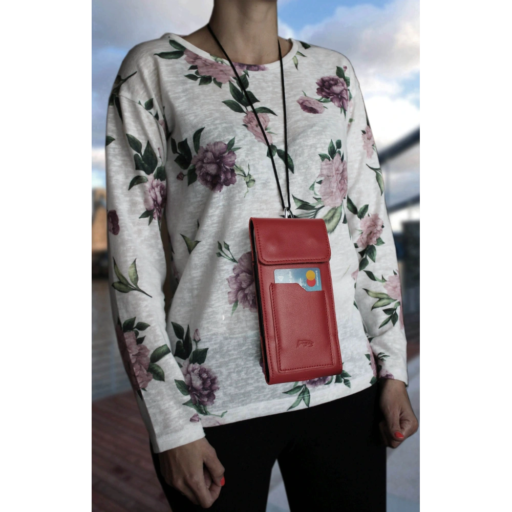 Hurtownia GSM - LURESKO HECTOR XXL Lederhals-Case / Gürteltasche / vertikaler Loop-Holster 167x78x10mm (rot glatt mit rotem Faden) - LUR126 - {ean13} - Hurt