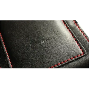 Wholesale LURESKO HECTOR XXL leather neck case / belt case / loop holster vertical 167x78x10mm (black smooth red thread red interior) - LUR127 - {ean13} - Hurt