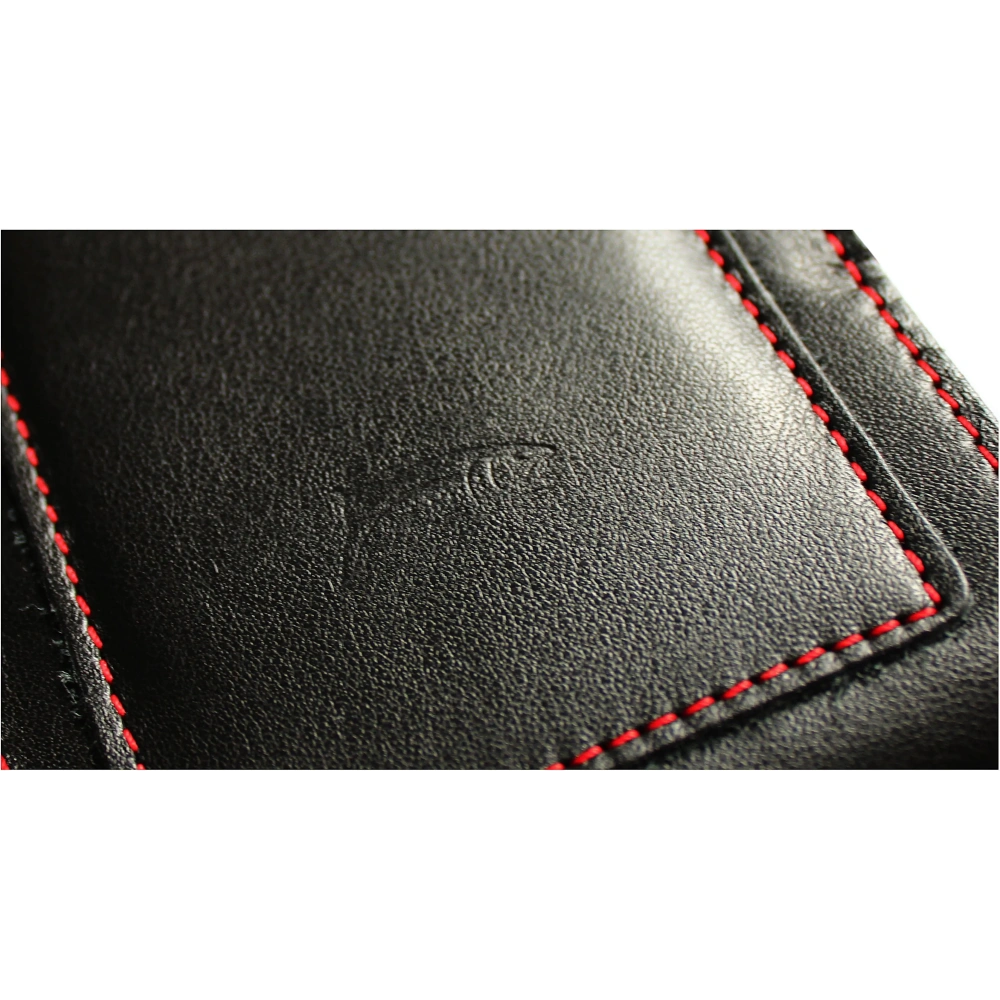 Wholesale LURESKO HECTOR XXL leather neck case / belt case / loop holster vertical 167x78x10mm (black smooth red thread red interior) - LUR127 - {ean13} - Hurt