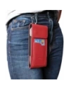 Wholesale LURESKO HECTOR XXL leather neck case / belt case / loop vertical holster 167x78x10mm (red smooth with red thread) - LUR126 - {ean13} - Hurt