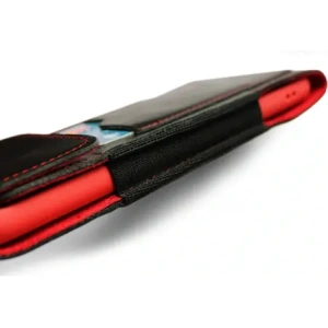 Wholesale LURESKO HECTOR XXL leather neck case / belt case / loop holster vertical 167x78x10mm (black smooth red thread red interior) - LUR127 - {ean13} - Hurt