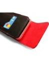 Wholesale LURESKO HECTOR XXL leather neck case / belt case / loop holster vertical 167x78x10mm (black smooth red thread red interior) - LUR127 - {ean13} - Hurt