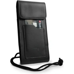 Wholesale LURESKO HECTOR XXL leather neck case / belt case / loop case / vertical holster 167x78x10mm (black smooth with black thread) - LUR128 - {ean13} - Hurt