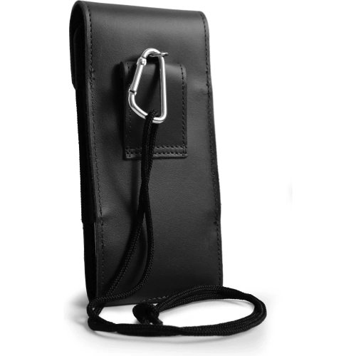 Skórzane etui na szyję / do paska / do szlufki / kabura pionowa LURESKO HECTOR XXL 167x78x10mm (czarny gładki czarna nić)