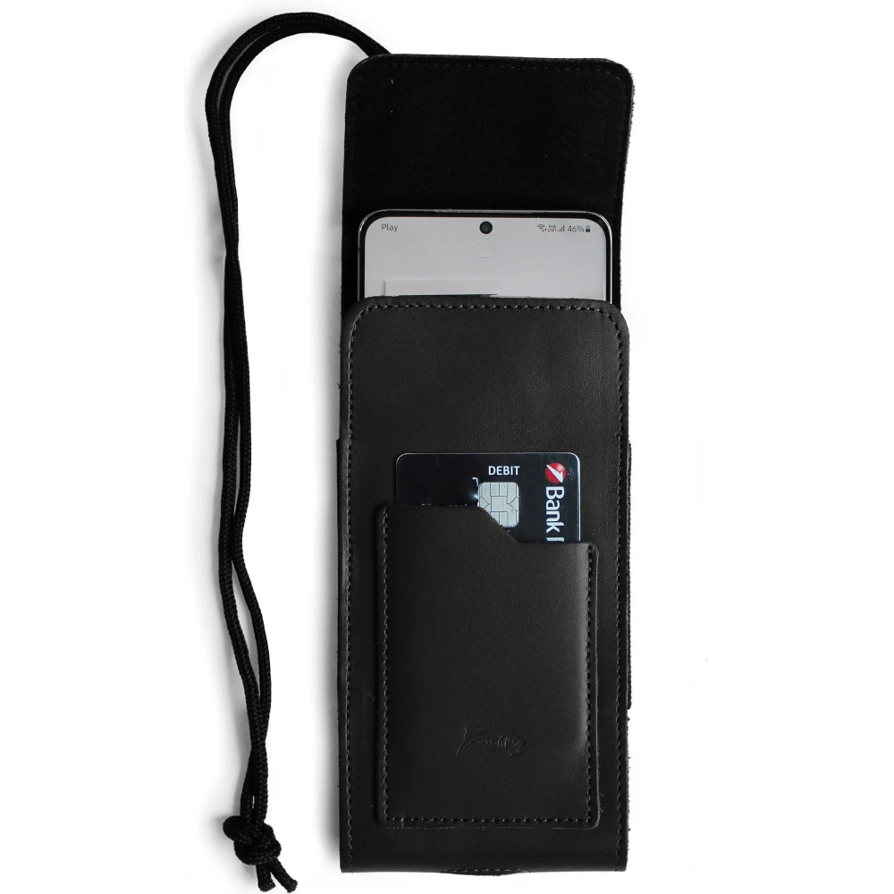 Hurtownia GSM - LURESKO HECTOR XXL Lederhalsgepäck / Gürteltasche / Schlaufenetui / vertikaler Holster 167x78x10mm (schwarz glatt mit schwarzem Faden) - LUR128 - {ean13} - Hurt