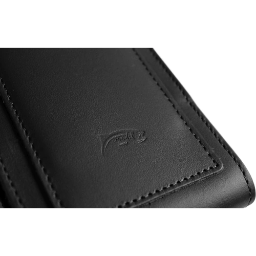 Skórzane etui na szyję / do paska / do szlufki / kabura pionowa LURESKO HECTOR XXL 167x78x10mm (czarny gładki czarna nić)