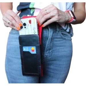 Hurtownia GSM - LURESKO HECTOR XXL Lederhülle / Gürteltasche / Loop Holster vertikal 167x78x10mm (schwarz glatt mit roten Nähten und rotem Innenfutter) - LUR127 - {ean13} - Hurt
