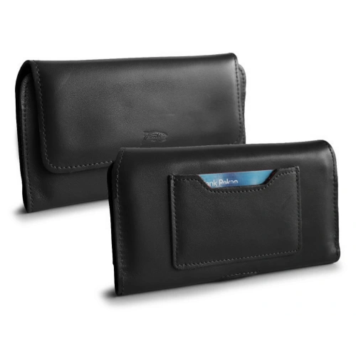 Skórzane etui ochronne LURESKO ELLA XXL na telefon - 170x85x12 / do torebki plecaka (czarny)