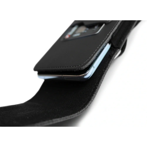 Skórzane etui na szyję / do paska / do szlufki / kabura pionowa LURESKO HECTOR XXL 167x78x10mm (czarny gładki czarna nić)