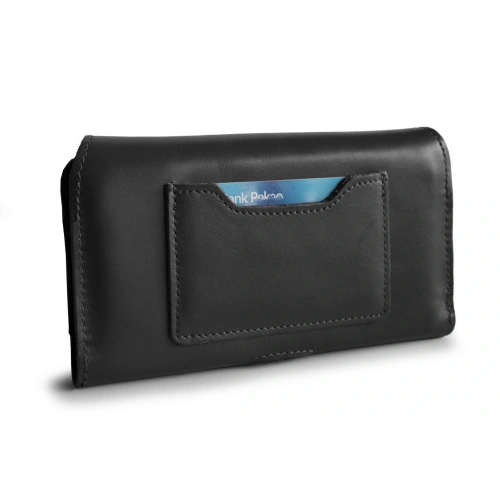 Skórzane etui ochronne LURESKO ELLA XXL na telefon - 170x85x12 / do torebki plecaka (czarny)