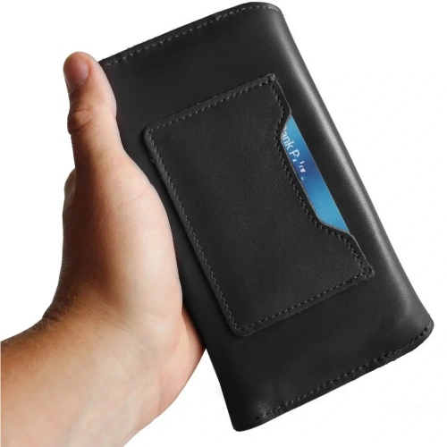 Skórzane etui ochronne LURESKO ELLA XXL na telefon - 170x85x12 / do torebki plecaka (czarny)