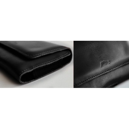 Skórzane etui ochronne LURESKO ELLA XXL na telefon - 170x85x12 / do torebki plecaka (czarny)