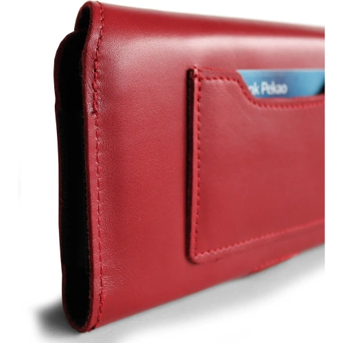 Skórzane etui ochronne LURESKO ELLA XXL na telefon - 170x85x12 / do torebki plecaka (czerwony)