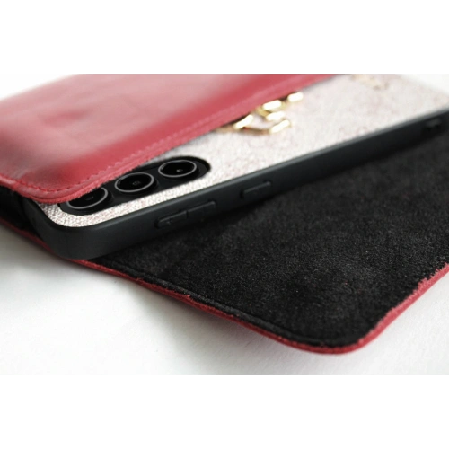 Skórzane etui ochronne LURESKO ELLA XXL na telefon - 170x85x12 / do torebki plecaka (czerwony)