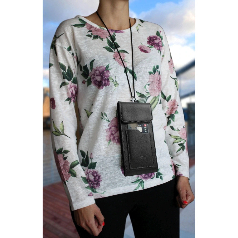 Hurtownia GSM - LURESKO HECTOR XXL Lederhalsgepäck / Gürteltasche / Schlaufenetui / vertikaler Holster 167x78x10mm (schwarz glatt mit schwarzem Faden) - LUR128 - {ean13} - Hurt