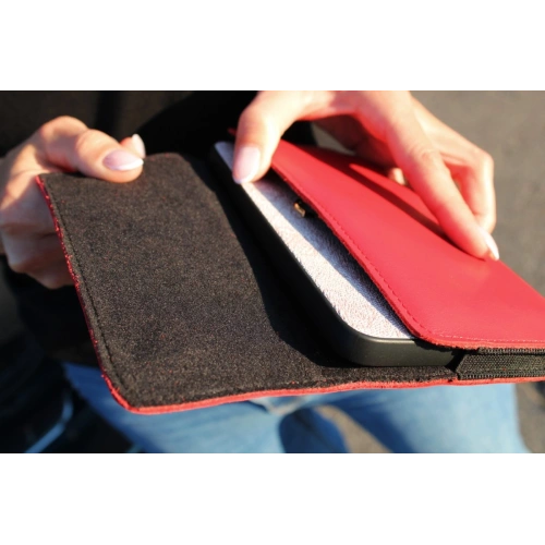 Skórzane etui ochronne LURESKO ELLA XXL na telefon - 170x85x12 / do torebki plecaka (czerwony)