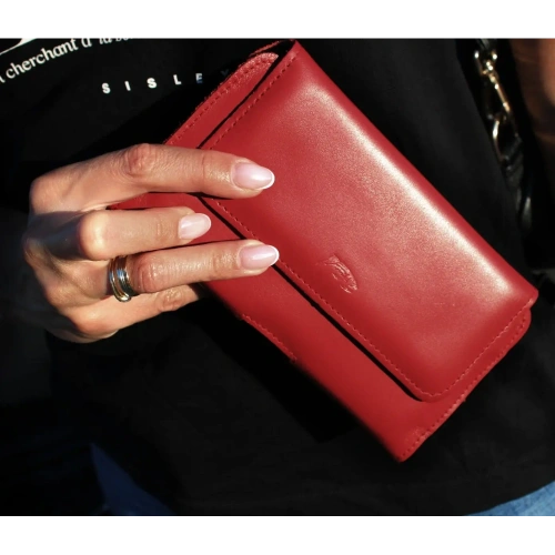 Skórzane etui ochronne LURESKO ELLA XXL na telefon - 170x85x12 / do torebki plecaka (czerwony)