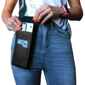 Hurtownia GSM - LURESKO HECTOR XXL Lederhalsgepäck / Gürteltasche / Schlaufenetui / vertikaler Holster 167x78x10mm (schwarz glatt mit schwarzem Faden) - LUR128 - {ean13} - Hurt