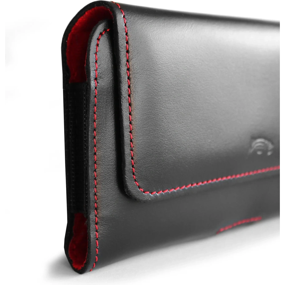 Hurtownia GSM - LURESKO ELLA XXL Leder-Schutzhülle für das Telefon - 170x85x12 / für Handtasche Rucksack (schwarz mit rotem Faden) - LUR131 - {ean13} - Hurt
