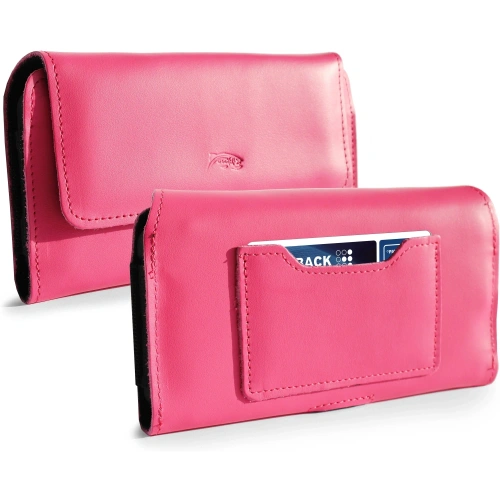 Skórzane etui ochronne LURESKO ELLA XXL na telefon - 170x85x12 / do torebki plecaka (różowy pinky)