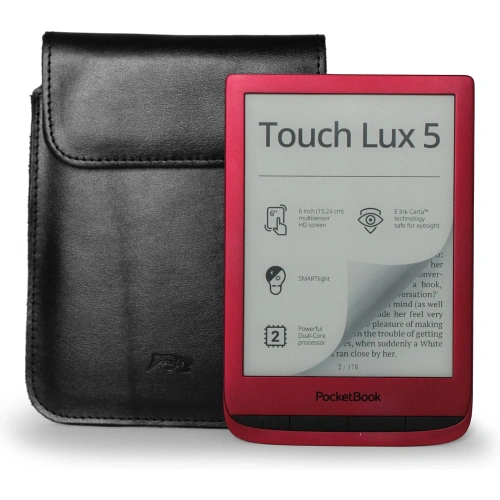 Skórzane etui LURESKO CLAYER S na ebook 162x113x9mm (magnes)(czarny gładki czarna nić)