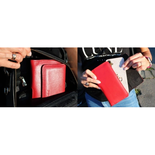 Skórzane etui ochronne LURESKO ELLA XXL na telefon - 170x85x12 / do torebki plecaka (różowy pinky)