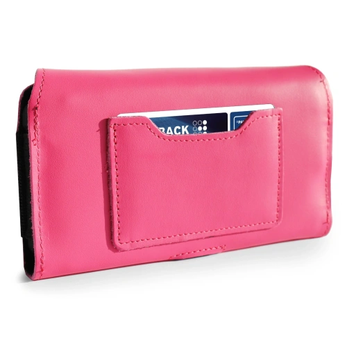 Skórzane etui ochronne LURESKO ELLA XXL na telefon - 170x85x12 / do torebki plecaka (różowy pinky)