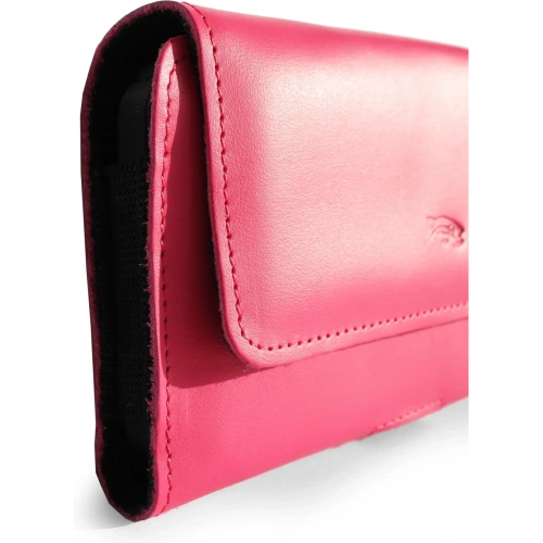 Skórzane etui ochronne LURESKO ELLA XXL na telefon - 170x85x12 / do torebki plecaka (różowy pinky)