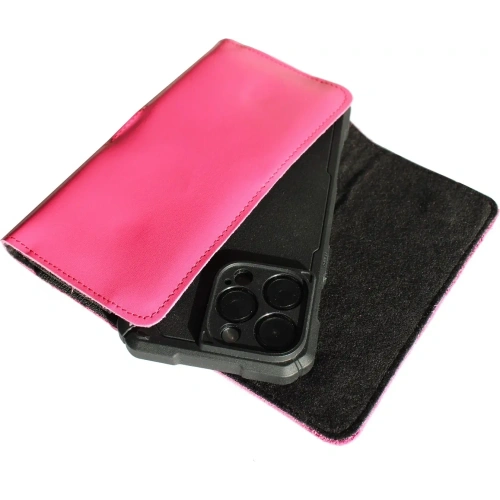 Skórzane etui ochronne LURESKO ELLA XXL na telefon - 170x85x12 / do torebki plecaka (różowy pinky)