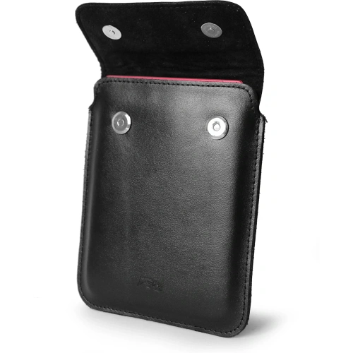 Skórzane etui LURESKO CLAYER S na ebook 162x113x9mm (magnes)(czarny gładki czarna nić)