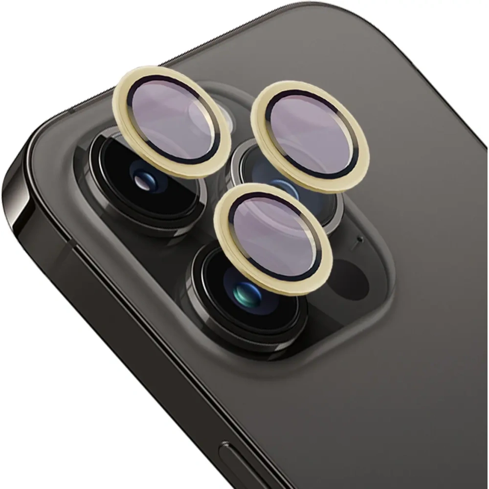 Wholesale Bizon Glass Snap Lens Apple iPhone 14 Pro / 14 Pro Max gold frame - BIZ8735 - {ean13} - Hurt