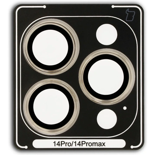 Szkło na aparat z aplikatorem Bizon Glass Snap Lens do Apple iPhone 14 Pro / 14 Pro Max złota ramka