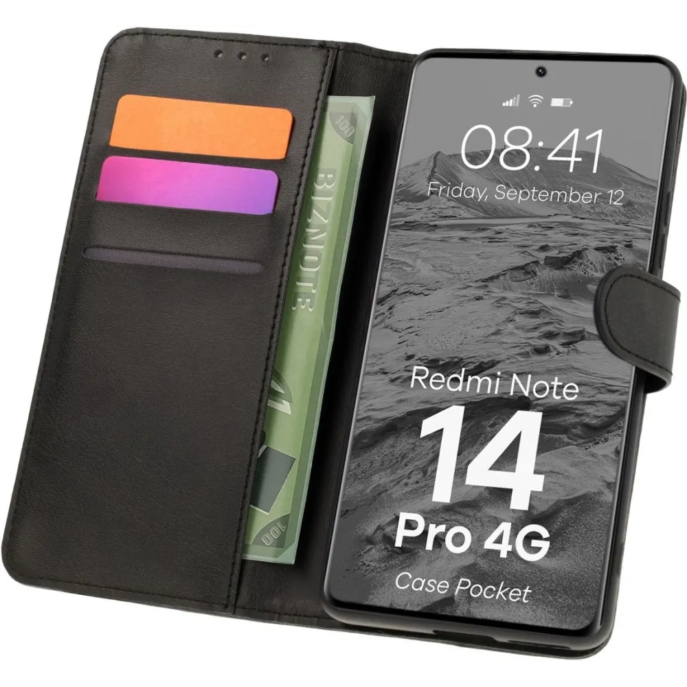 Hurtownia GSM - Etui z klapką Bizon Case Pocket do Xiaomi Redmi Note 14 Pro 4G czarne - BIZ8736 - {ean13} - Hurt