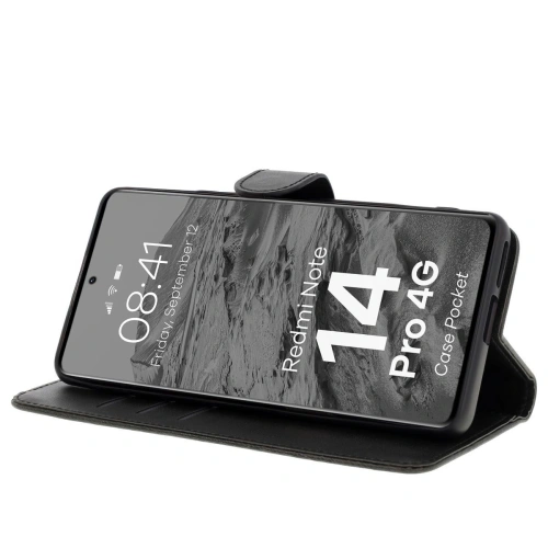Etui z klapką Bizon Case Pocket do Xiaomi Redmi Note 14 Pro 4G czarne