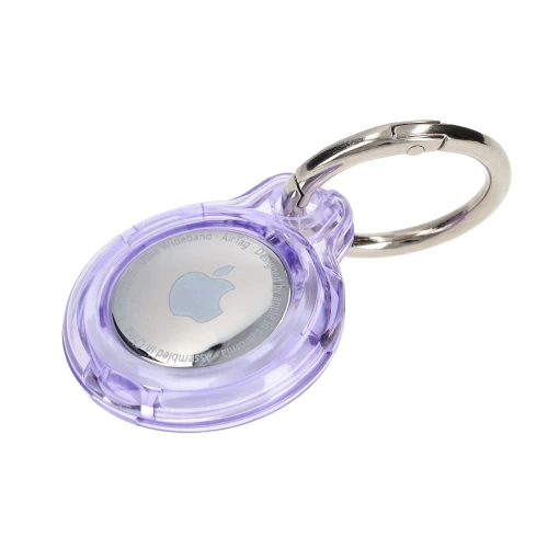 Etui Bizon Case Locator Keychain do Apple AirTag przezroczysto-fioletowe