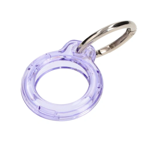 Etui Bizon Case Locator Keychain do Apple AirTag przezroczysto-fioletowe