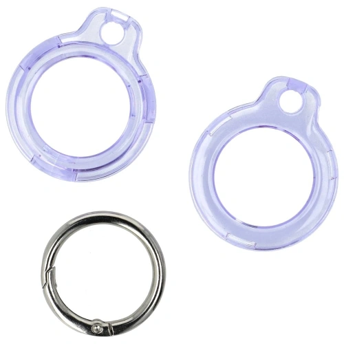 Etui Bizon Case Locator Keychain do Apple AirTag przezroczysto-fioletowe