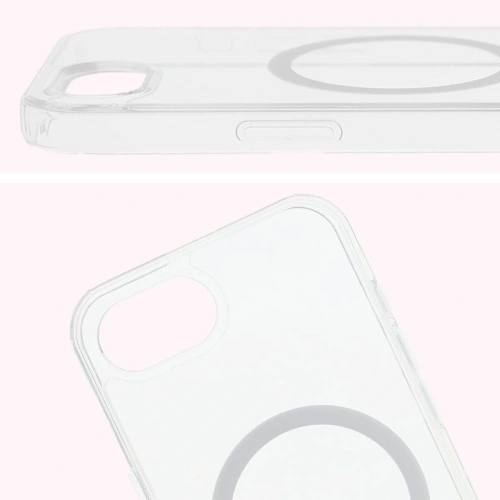 Etui z pierścieniem magnetycznym Bizon Case CrystalO Magnetic do Apple iPhone 16e przezroczyste