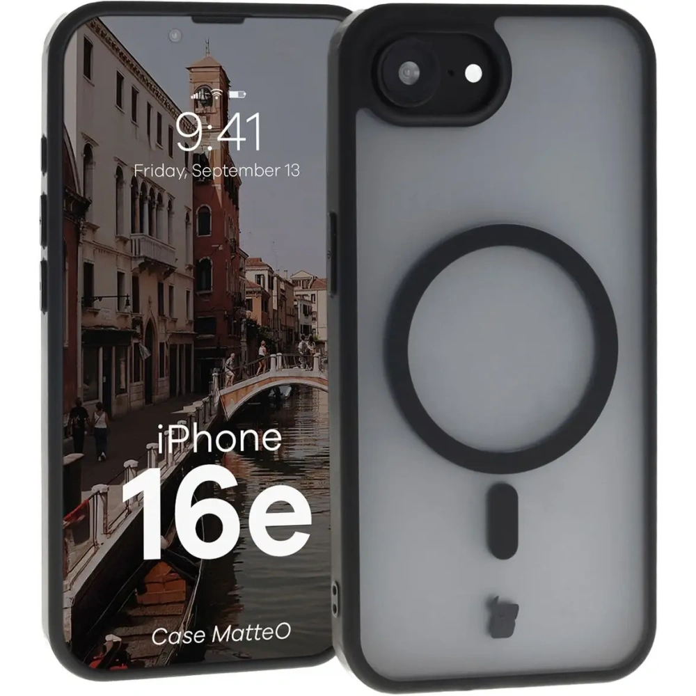 Wholesale Bizon Case MatteO Magnetic Apple iPhone 16e translucent with black frame - BIZ8770 - {ean13} - Hurt