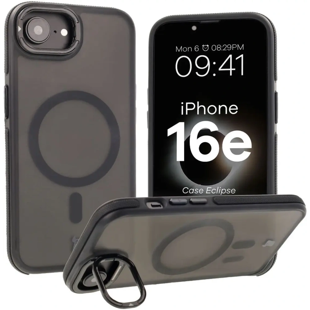 Hurtownia GSM - Bizon Case Eclipse Magnetic & Stand Apple iPhone 16e fumuriu cu un cadru negru - BIZ8771 - {ean13} - Hurt