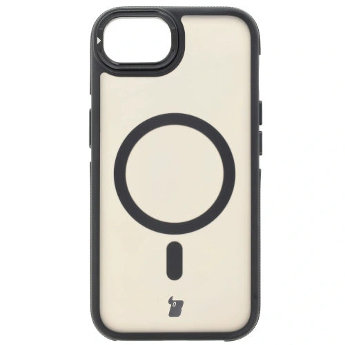 Etui z podstawką i pierścieniem magnetycznym Bizon Case Eclipse Magnetic & Stand do Apple iPhone 16e przydymione z czarną ramką
