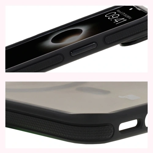 Etui z podstawką i pierścieniem magnetycznym Bizon Case Eclipse Magnetic & Stand do Apple iPhone 16e przydymione z czarną ramką