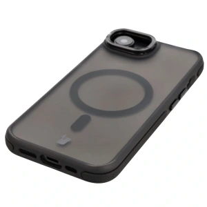 Etui z podstawką i pierścieniem magnetycznym Bizon Case Eclipse Magnetic & Stand do Apple iPhone 16e przydymione z czarną ramką